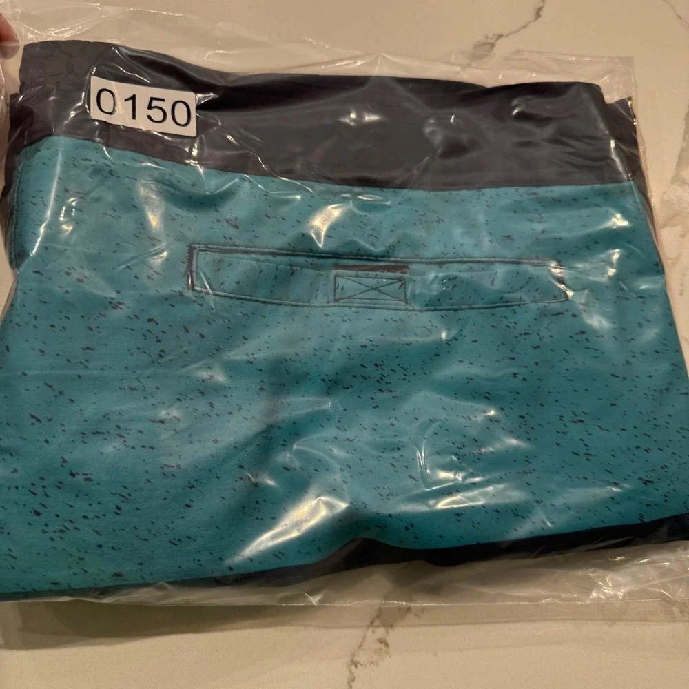 Men's Navy & Teal Patterned Swim Trunks